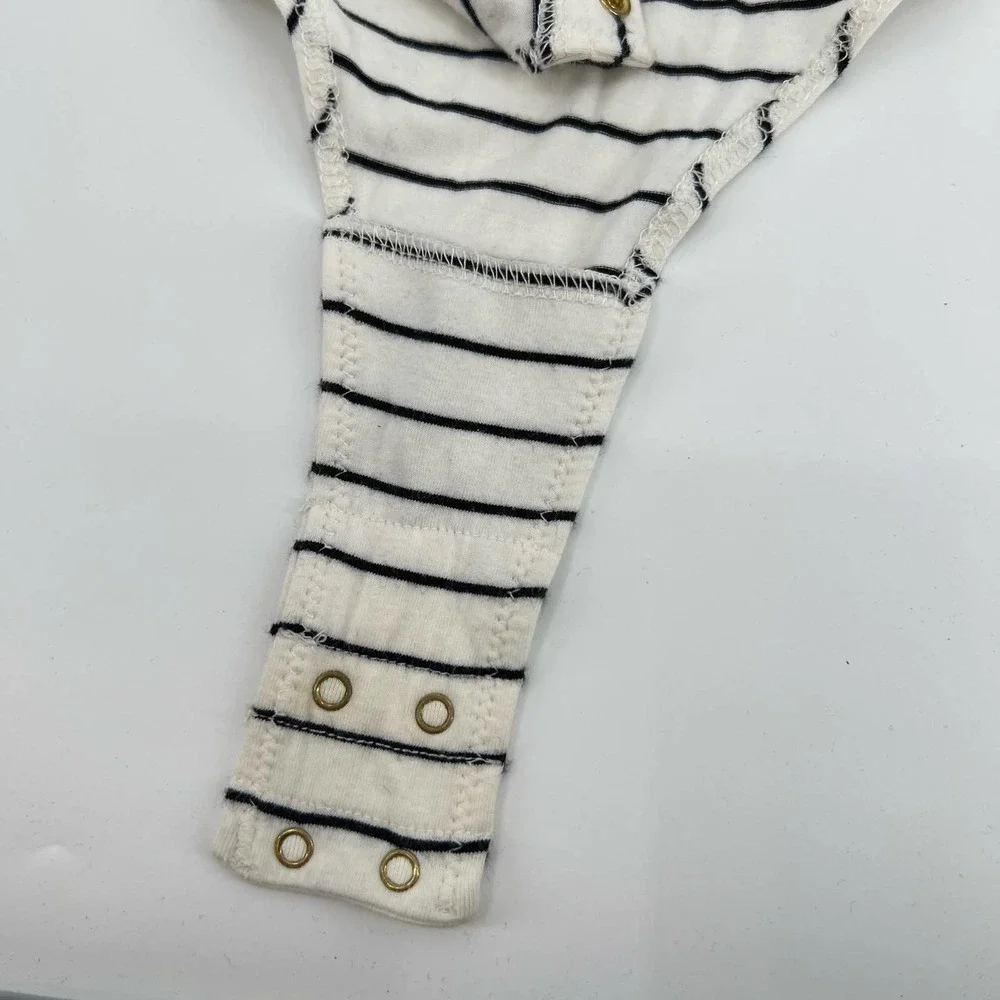J .Crew Striped Off the Shoulder Ruffle Bodysuit H6125 casual cotton size small